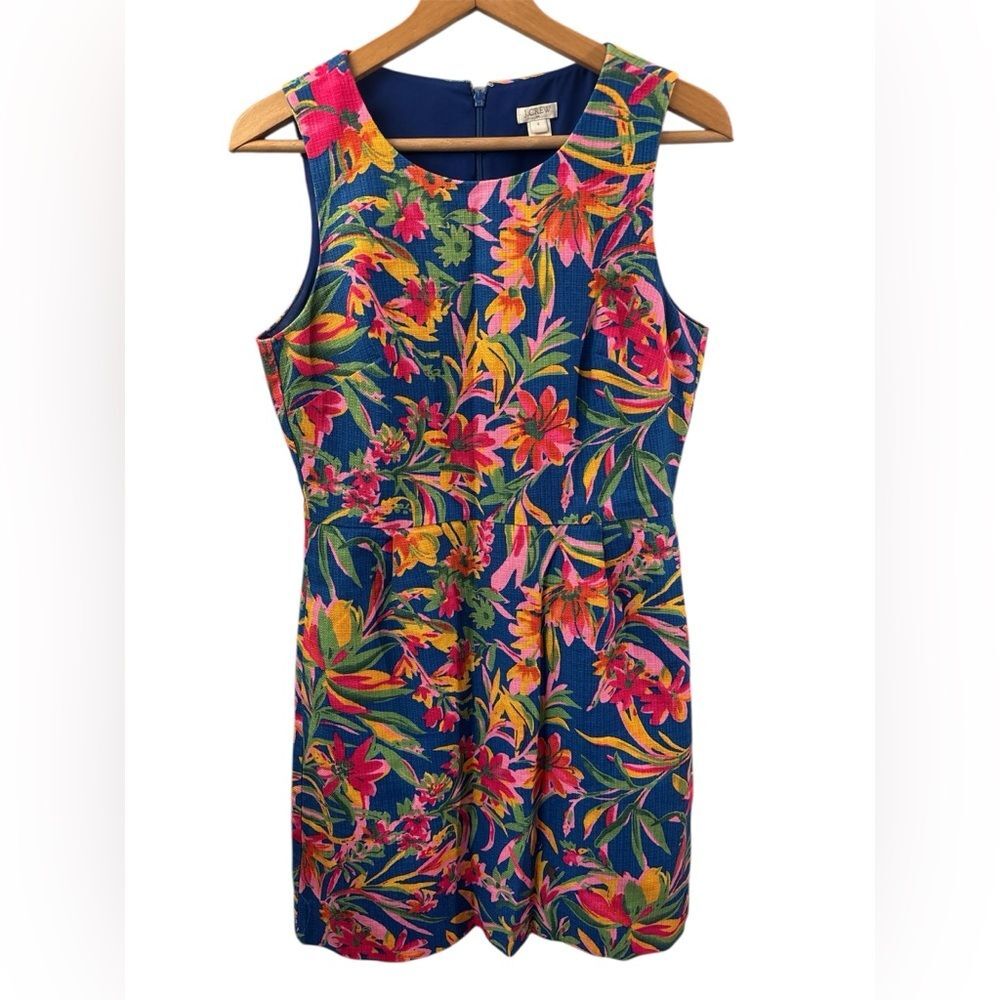 J .Crew Floral Dress Size 6 Cotton Tropical Resort Preppy Gardencore Fit & Flare